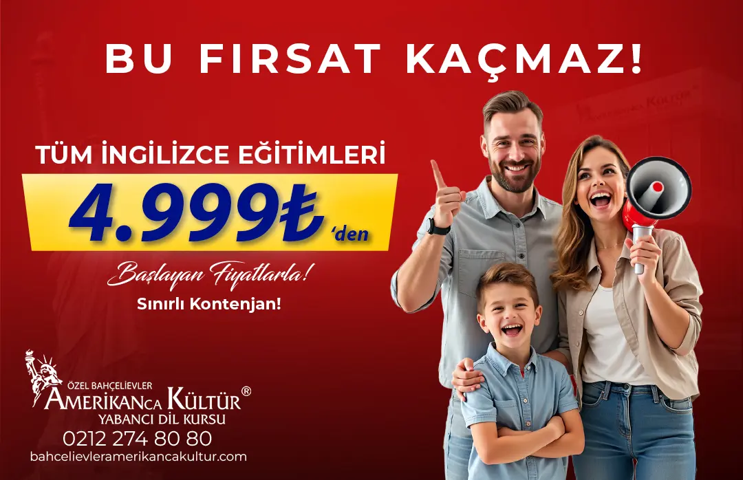 Tüm İngilizce Eğitimlerinde 4999 TL'den Başlayan Fiyatlarla